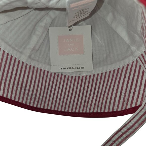 Janie & Jack Baby Girls Striped Sun Hat With Bow 3-6 Months Cotton 3951 - Picture 3 of 5